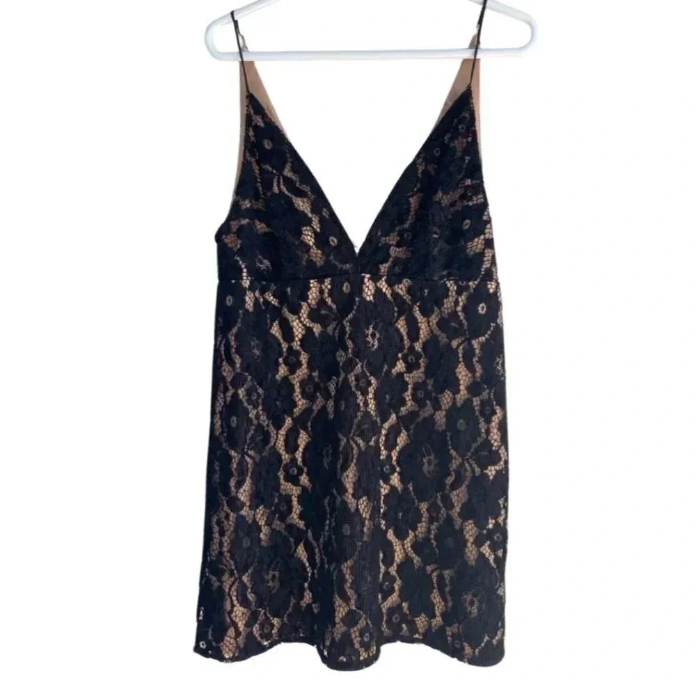 Free People Dangerous Love Black Mini Dress Lace Floral New with tags Size 8